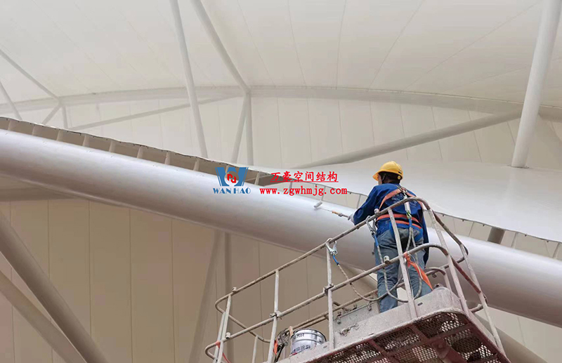 陜西定邊馬蓮灘沙漠公園鋼膜結(jié)構(gòu)工程“奮力快跑”，工程“進(jìn)度條”刷新了!